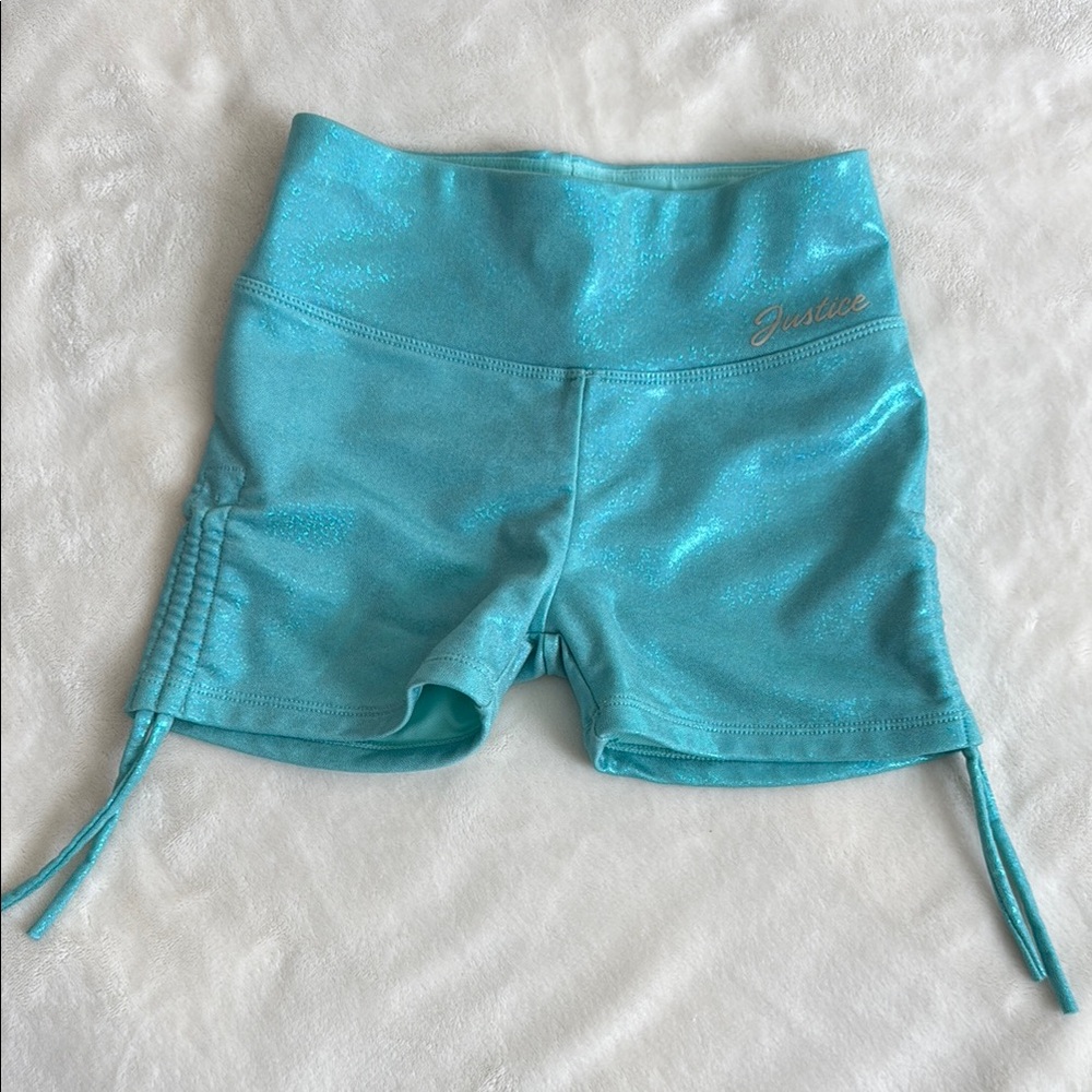 Justice Glittery Aqua Shorts